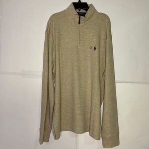Men’s Polo Ralph Lauren Beige Pullover 1/4 Zip Size Large